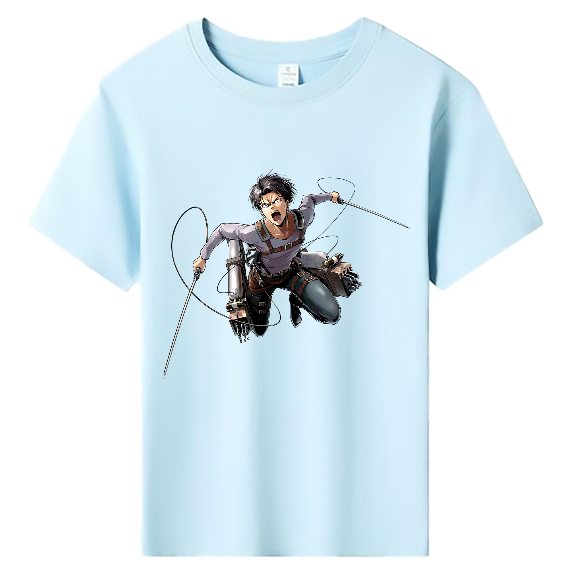 （画像用） 進撃の巨人 リヴァイ·アッカーマン Attack on Titan Levi Ackerman 綿100％キッズTシャツ（フロントプリント）